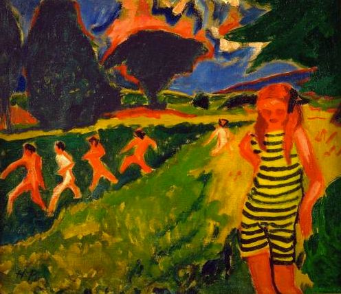 Pechstein 'The Black and Yellow Bathing Suit' (1909)