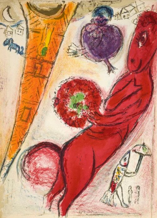 Chagall 'Tour Eiffel à l'âne rouge' (lithograph, 1954)