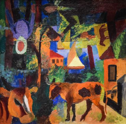 August Macke 'Landscape with Cows, Sail Boat and Figures' (1914)
