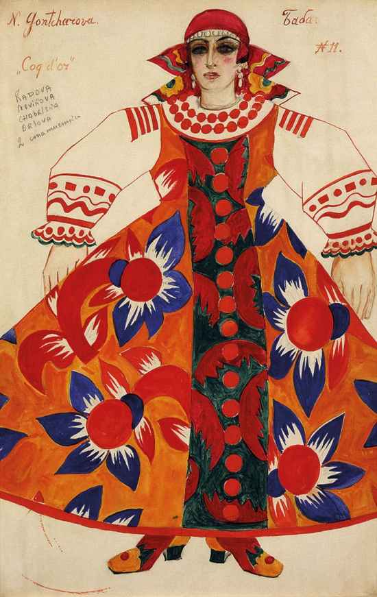 Goncharova-Peasant-woman.-Costume-design-for-Le-Coq-dOr (1937)