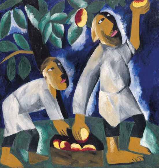 Goncharova-Peasants-Picking-Apples-(1911)