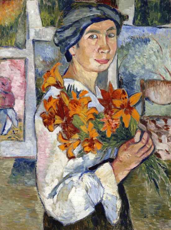 Goncharova-Self-Portrait-with-Yellow-Lilies (1907 - 08)